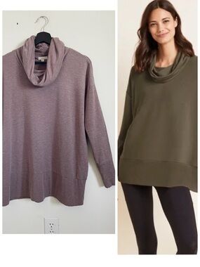 Garnet Hill Cowl Neck Knit Tunic Size XS Oversized French Terry Capsule Maive XS